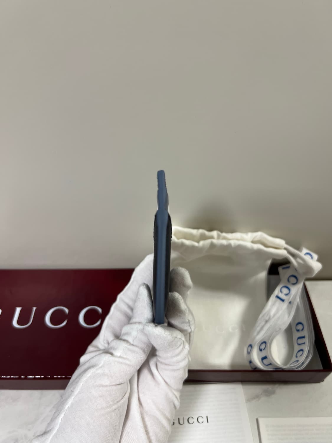 [새상품] 구찌 더스티 블루 트리밍 GG 카드지갑 상품이미지9