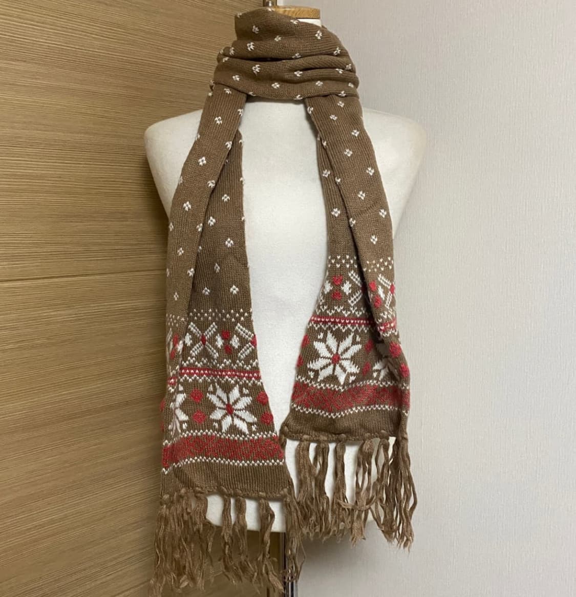 모리걸 사와코 일본 빈티지 노르딕 니트 머플러 목도리 라떼갸루 상품이미지2