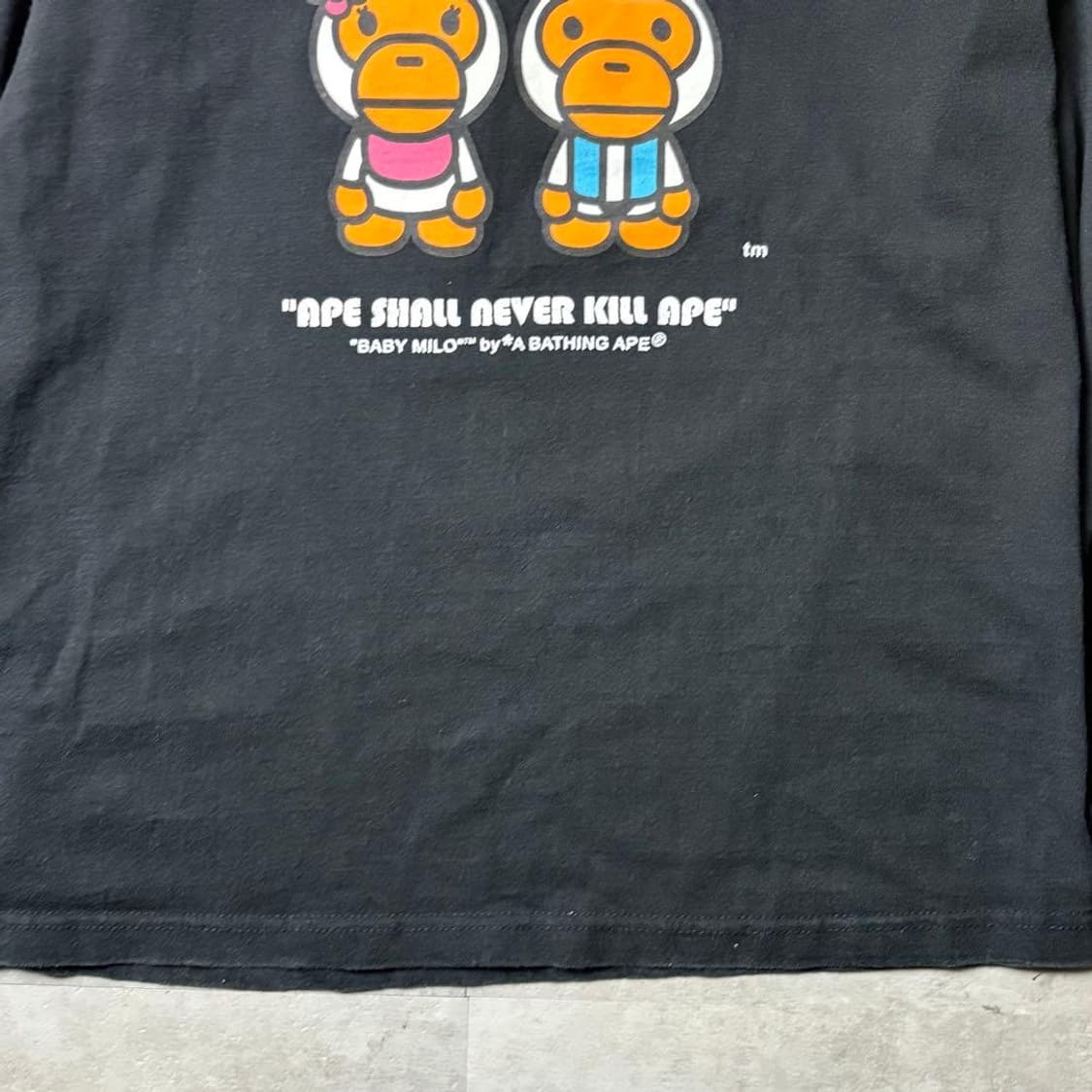  베이프 베이비 마일로 듀얼 캐릭터 롱슬리브 티셔츠 블랙 상품이미지3