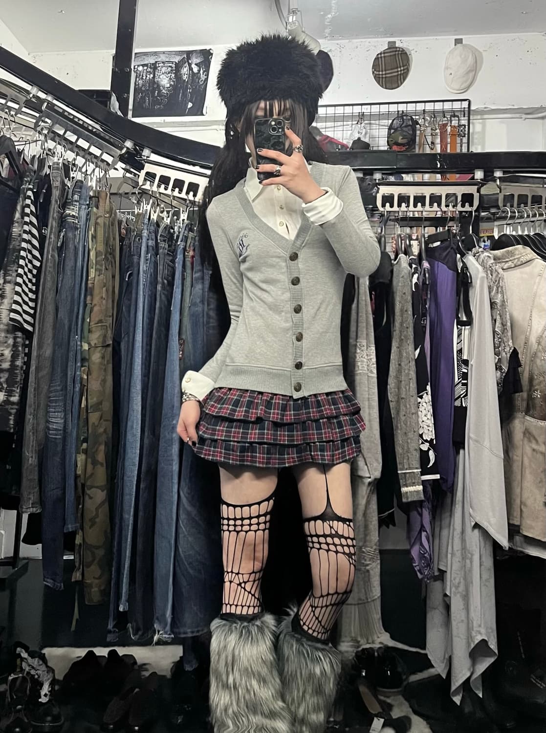 레이어드 셔츠 가디건 원피스 상품이미지1