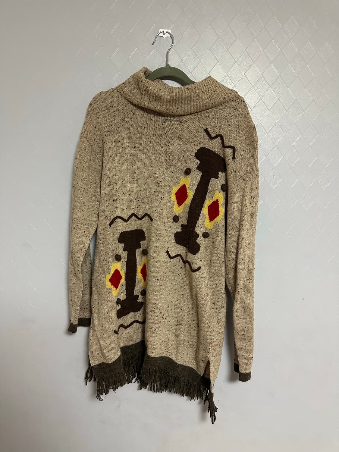 에스닉 폴라 패턴 오버니트 원피스 상품이미지1