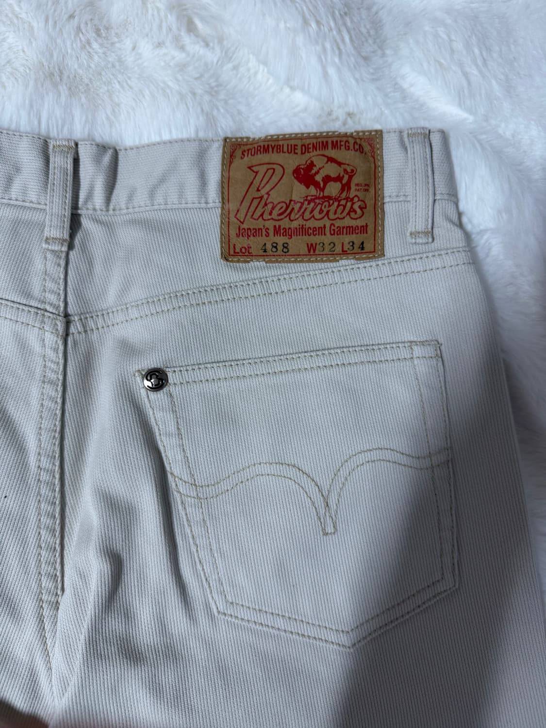 [32] 페로우즈 488 1960s 피케 코튼 팬츠 아이보리 상품이미지1