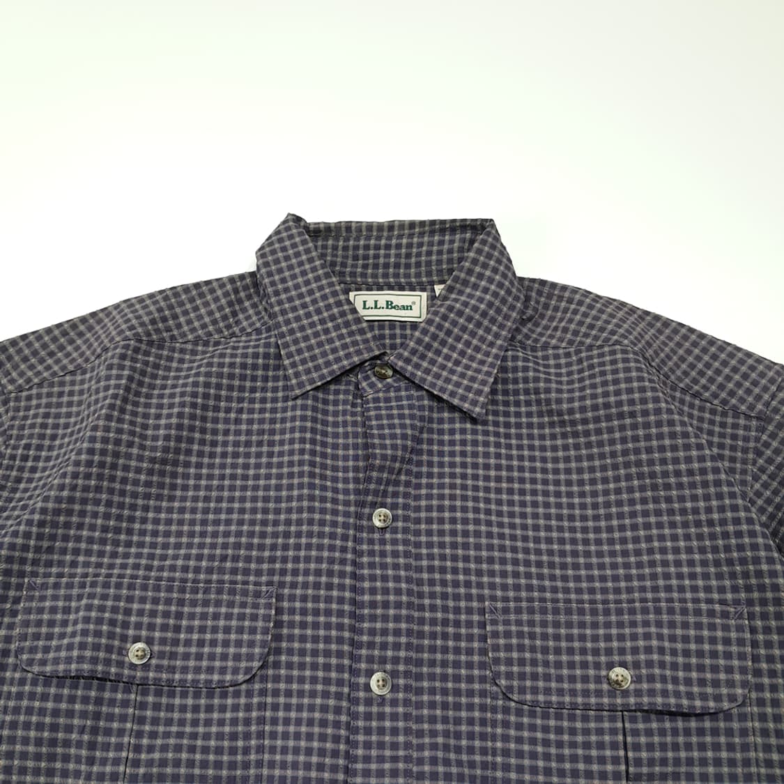 CL879 M 엘엘빈 90s 올드네이비 스몰 체크 시어서커 셔츠 남방 상품이미지2