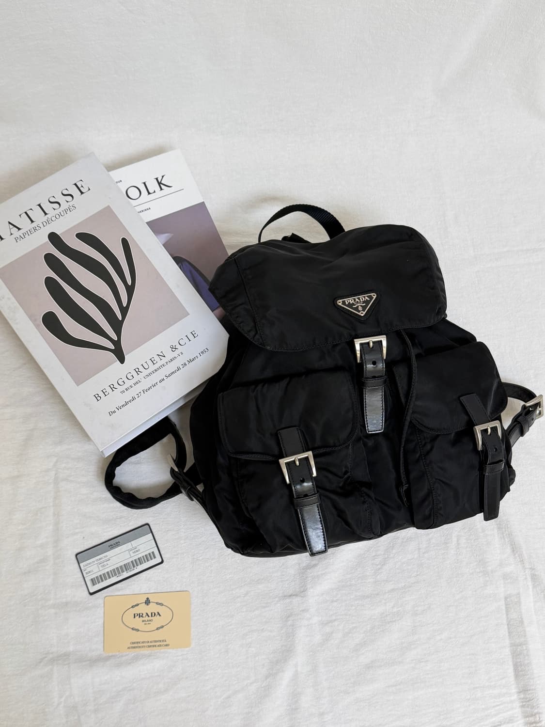 정품 프라다 나일론 블랙 투포켓 백팩 상품이미지3