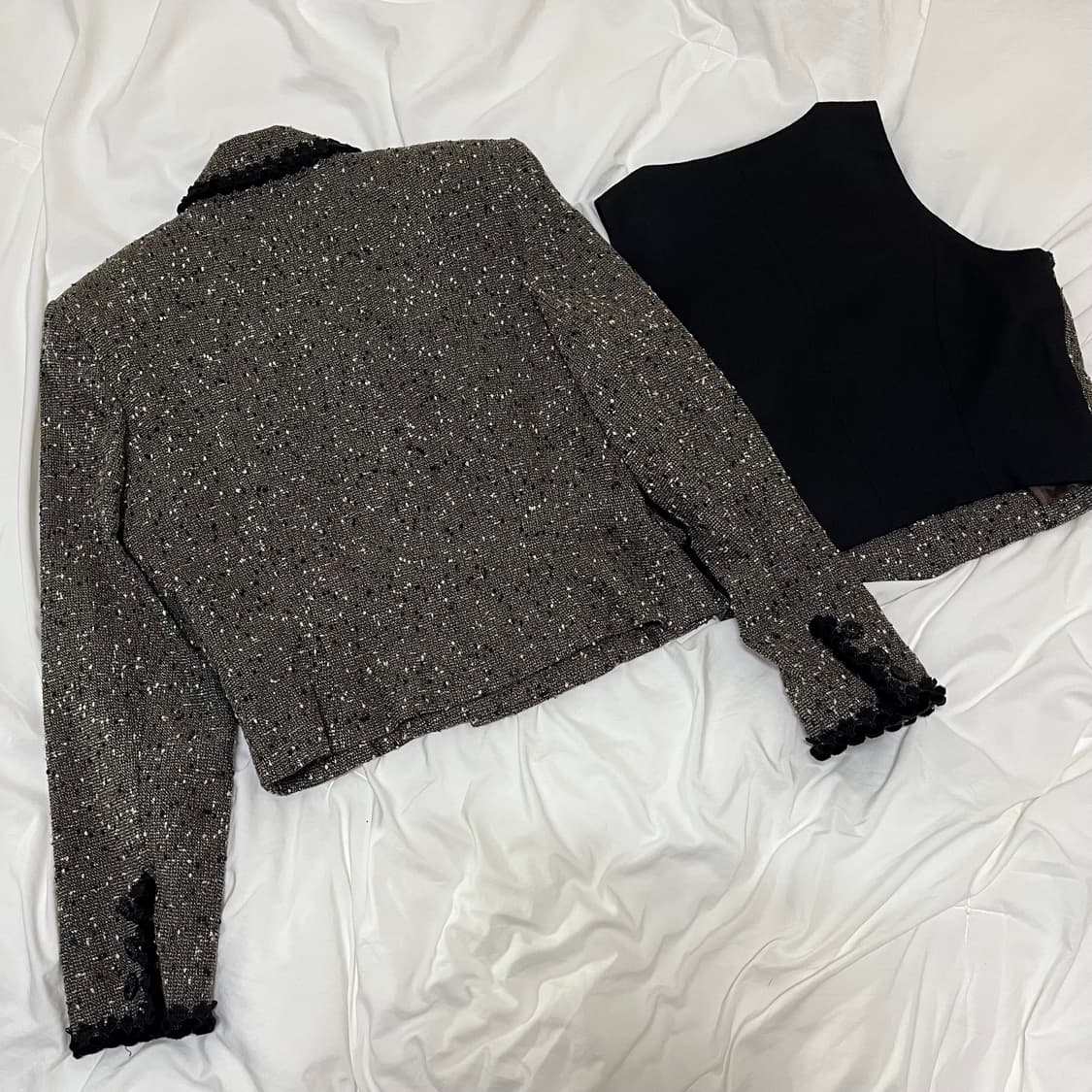 빈티지 ) 쿠키앤크림 트위드자켓 & 베스트  상품이미지8