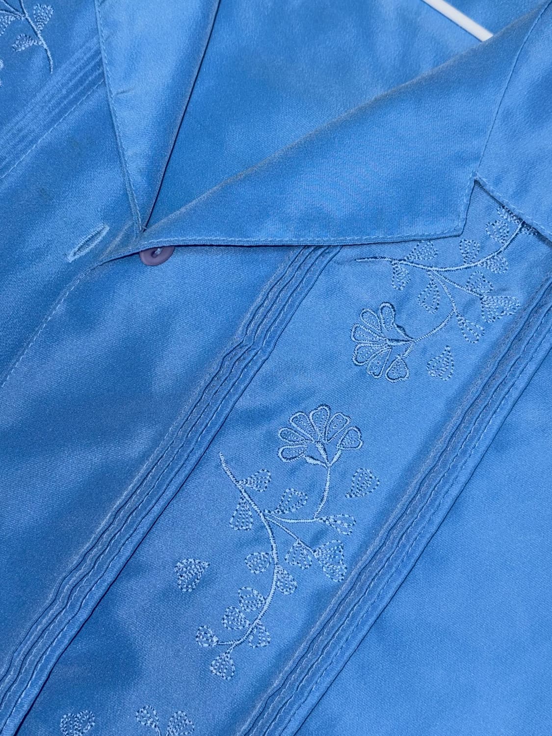 하늘색 빈티지 반팔 블라우스  하와이안 y2k 상품이미지3