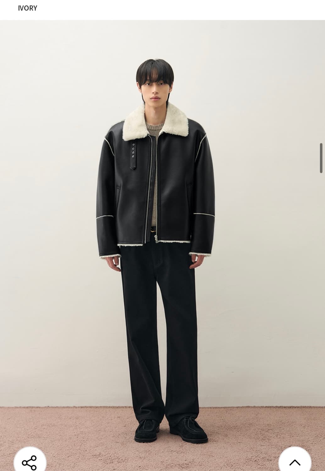 (XL) 드로우핏 오버사이즈 라인 무스탕 자켓 [IVORY] 판매 상품이미지3