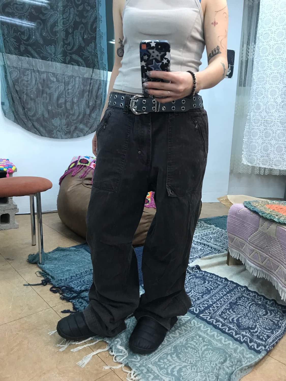 베이직하우스 더블니 퍼티그팬츠 상품이미지1