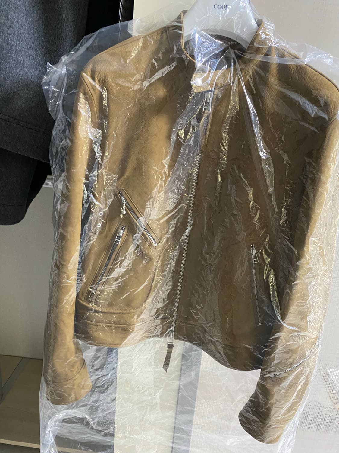 쿠어 카프 스킨 D 포켓 바이커 자켓 상품이미지6