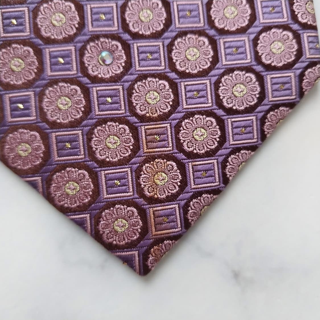 밀라숀 실크 퍼플 패턴 넥타이 9.6cm A~B등급 K2037 상품이미지10