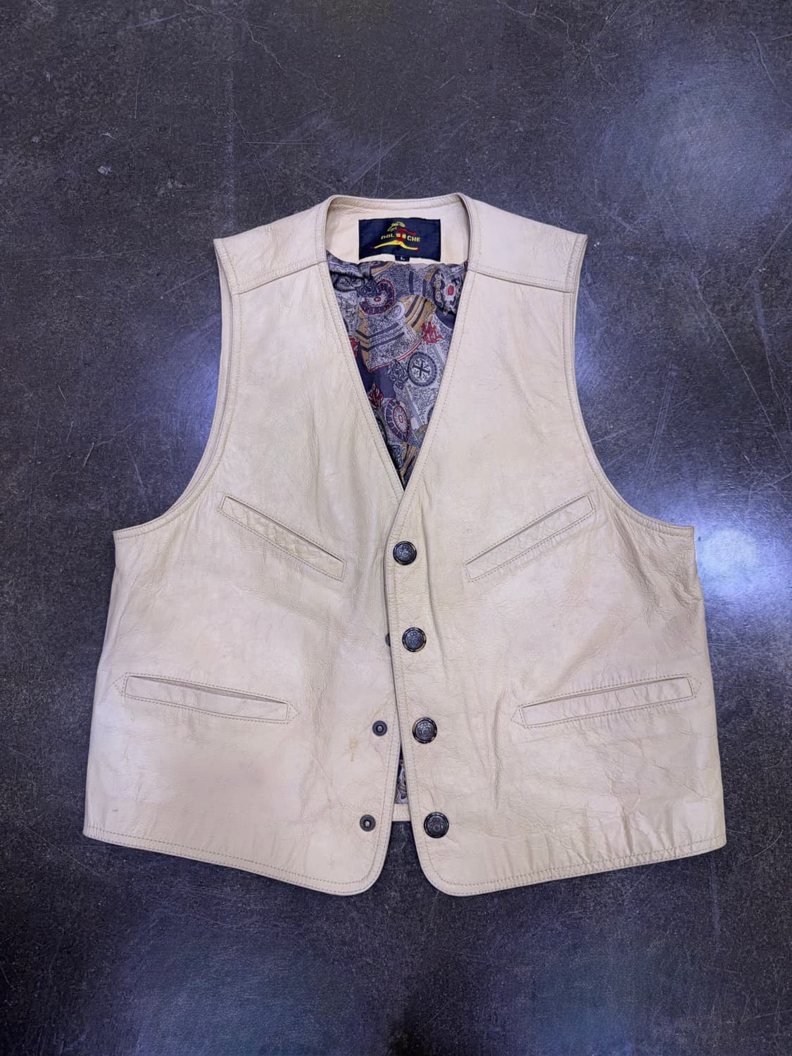 돌체 가파치 소가죽 레더 베스트 베이지 조끼 L 상품이미지1