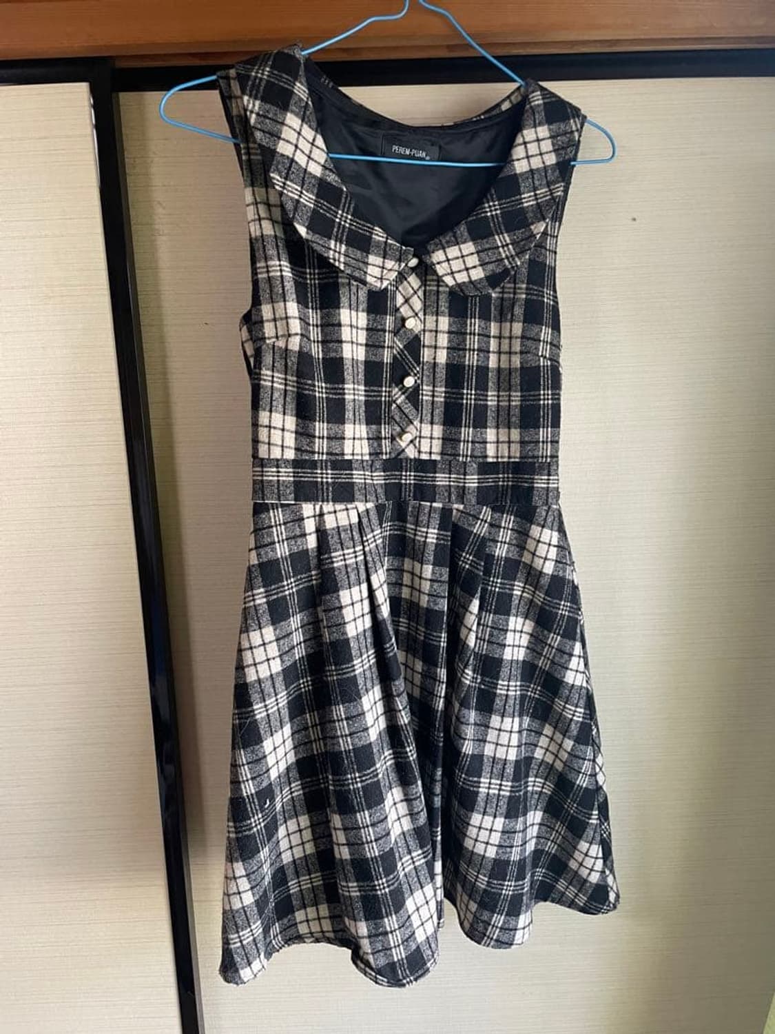 일본빈티지)초코라떼히메갸루st 양산형지뢰계체크 리즈리사깔 민소매니트원피스 상품이미지2