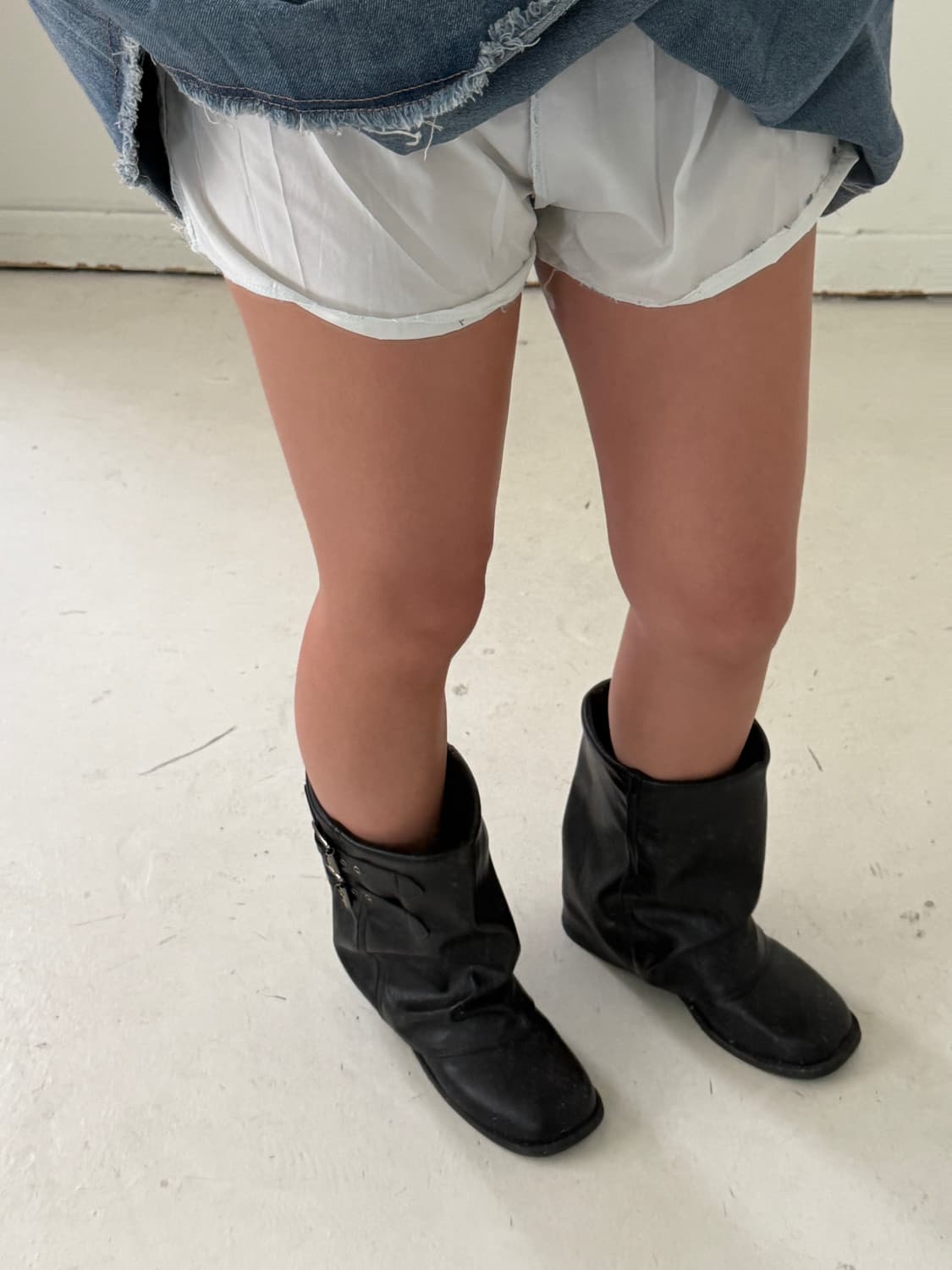 일본빈티지 데님 플리츠 스커츠팬츠 상품이미지3