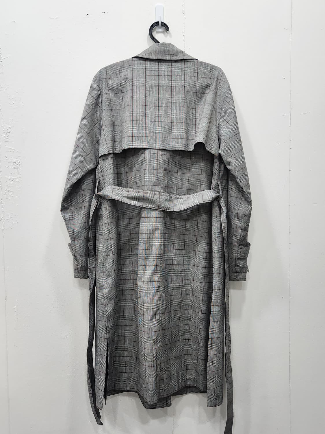 [85] 지고트 그레이 체크 벨티드 트렌치코트 롱코트 85사이즈 상품이미지2