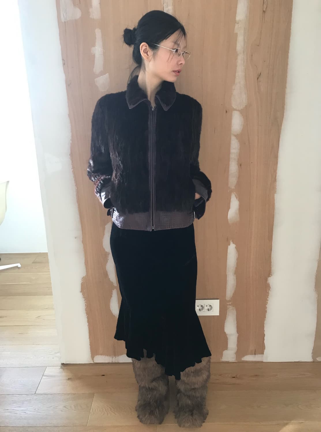 vintage mink fur leather jacket 상품이미지1