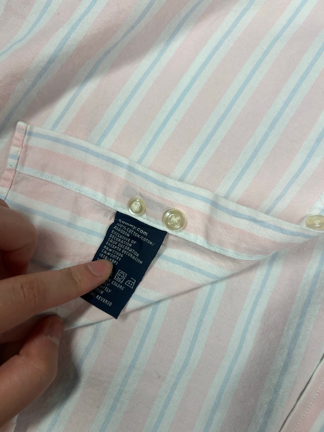 타미힐피거 빈티지 핑크 스트라이프 셔츠 상품이미지2