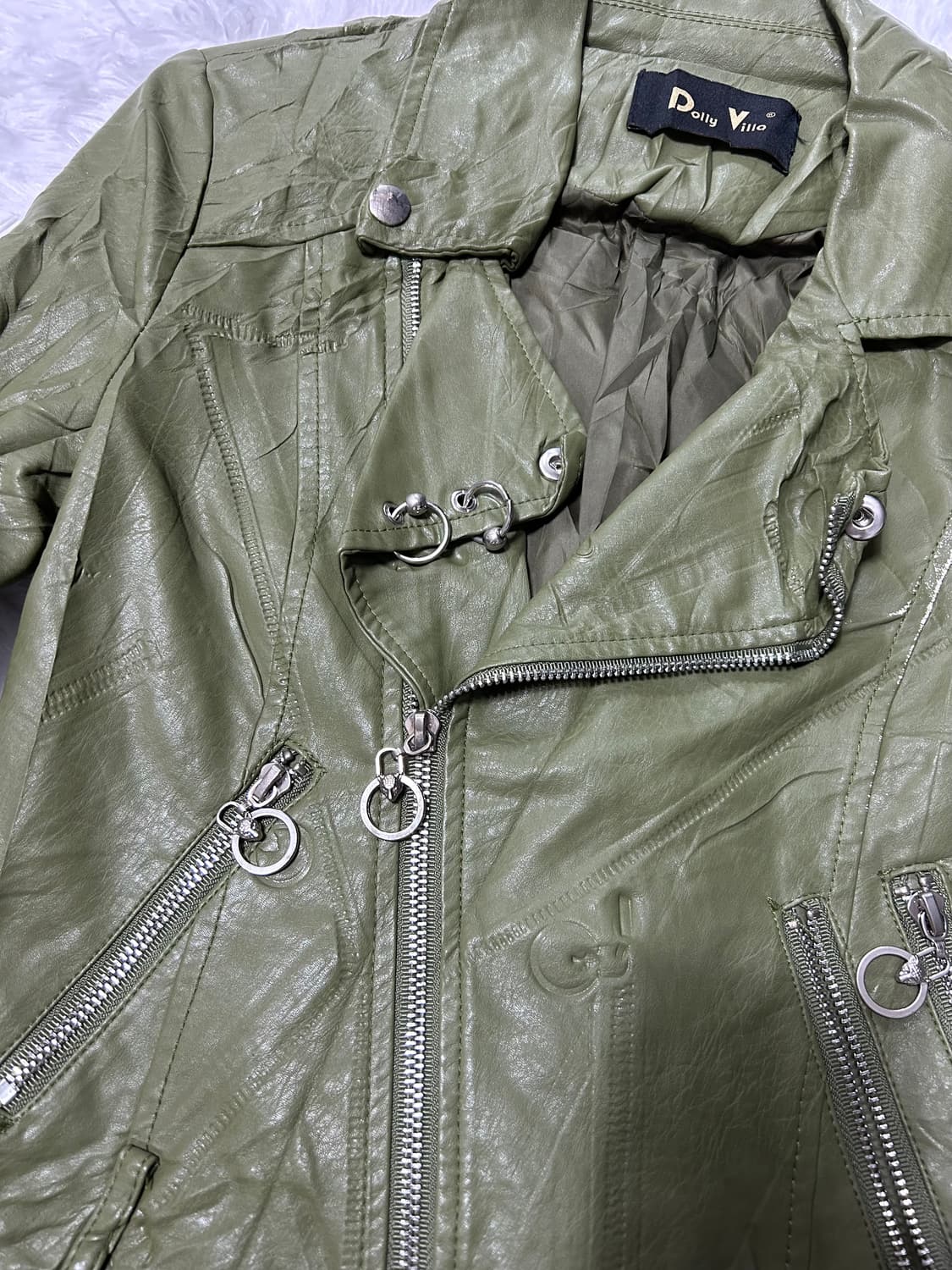 crumpled zipper detailed rider jacket 상품이미지2