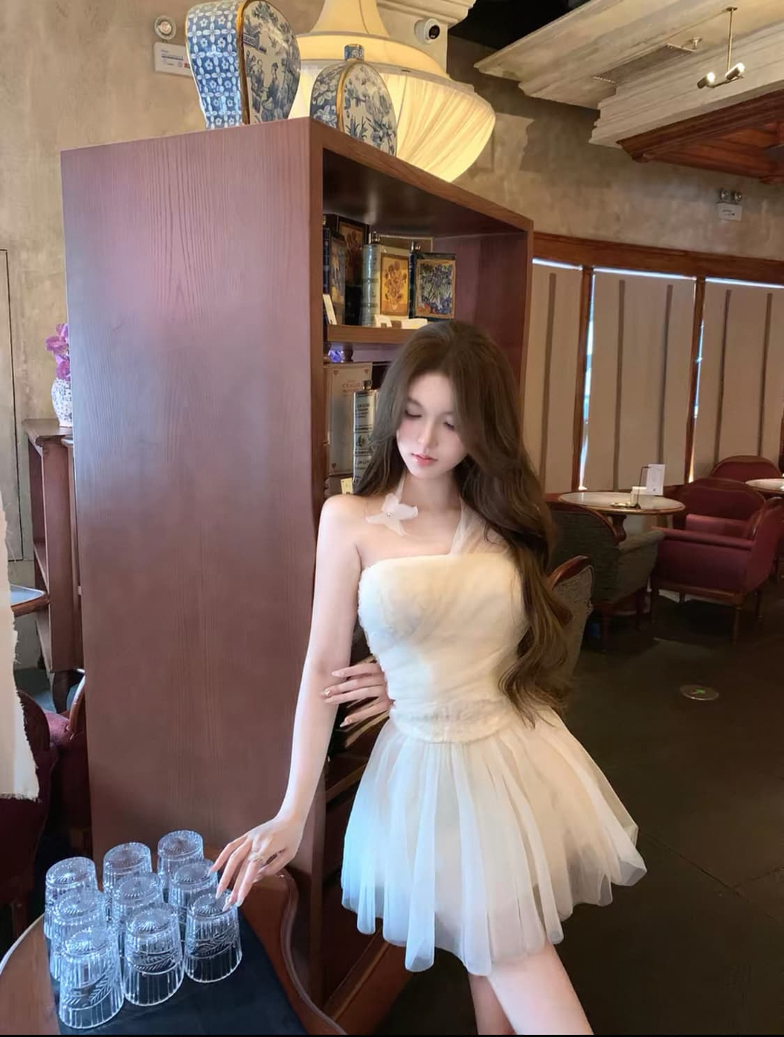 시스루 오간자 원숄더 미니드레스 M  55~마른66 정가 74,000원 상품이미지5