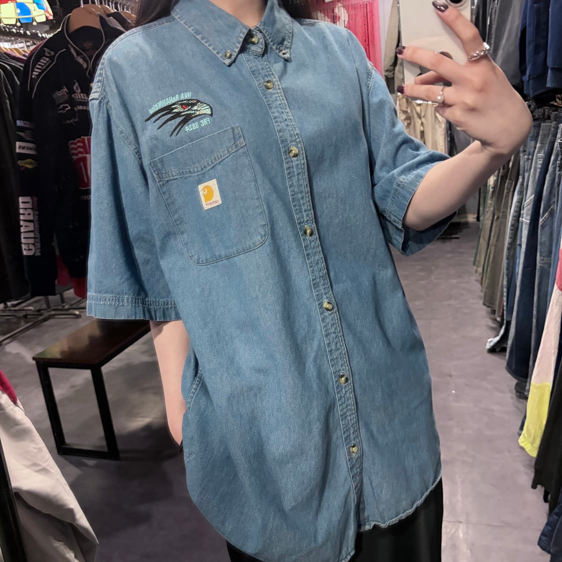 [IM] Carhartt 칼하트 데님 반팔 셔츠 중청 상품이미지5
