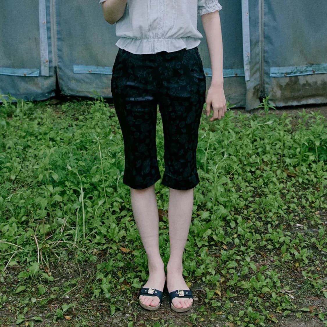 호쿠스포쿠스 Jacquard Capri Pants (Black) 상품이미지1