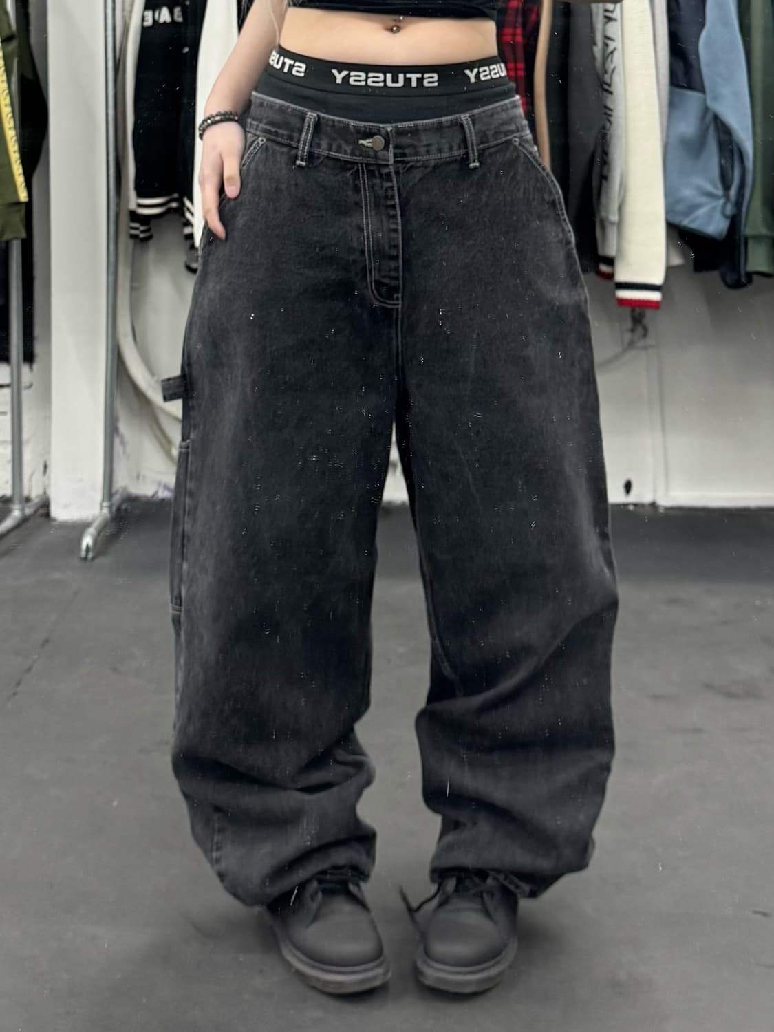 위캔더스 워시드 데님 카펜터팬츠 상품이미지2