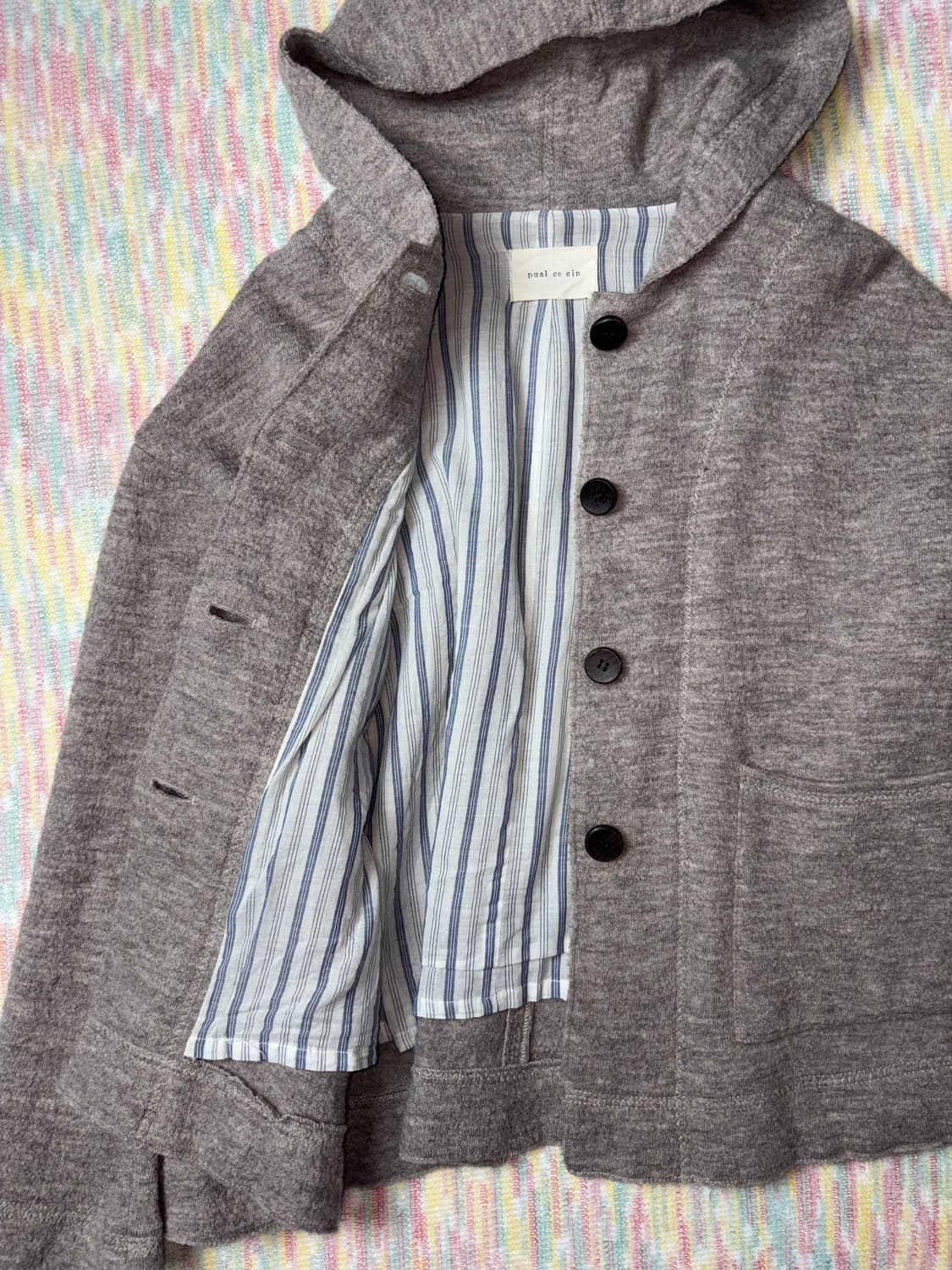 베이지 울 후드 가디건 상품이미지7