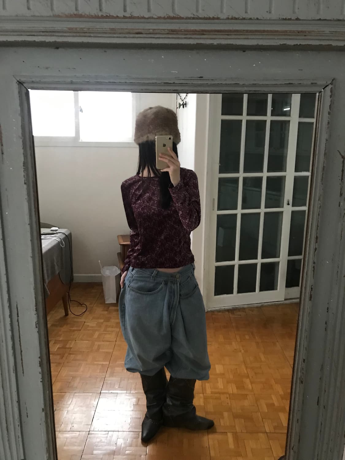 vintage velvet pattern top 상품이미지5