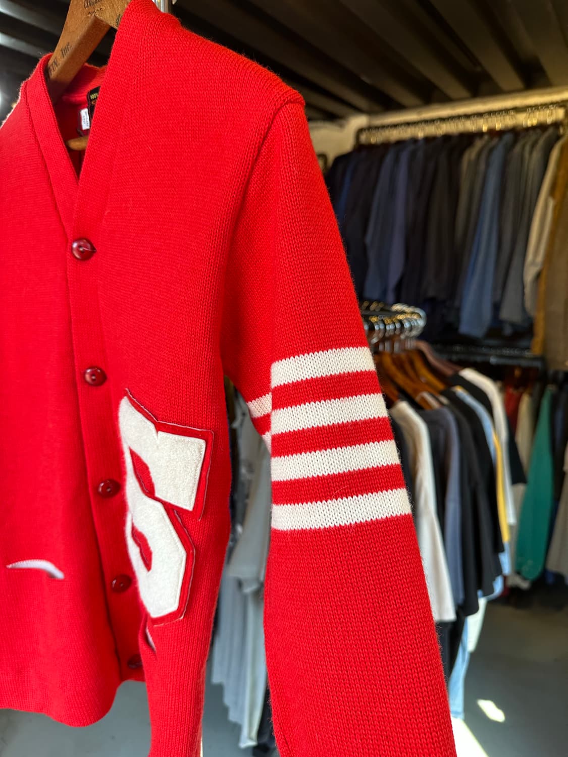 50-60s Virgin Wool 레터맨 가디건 스웨터 우먼스 상품이미지5