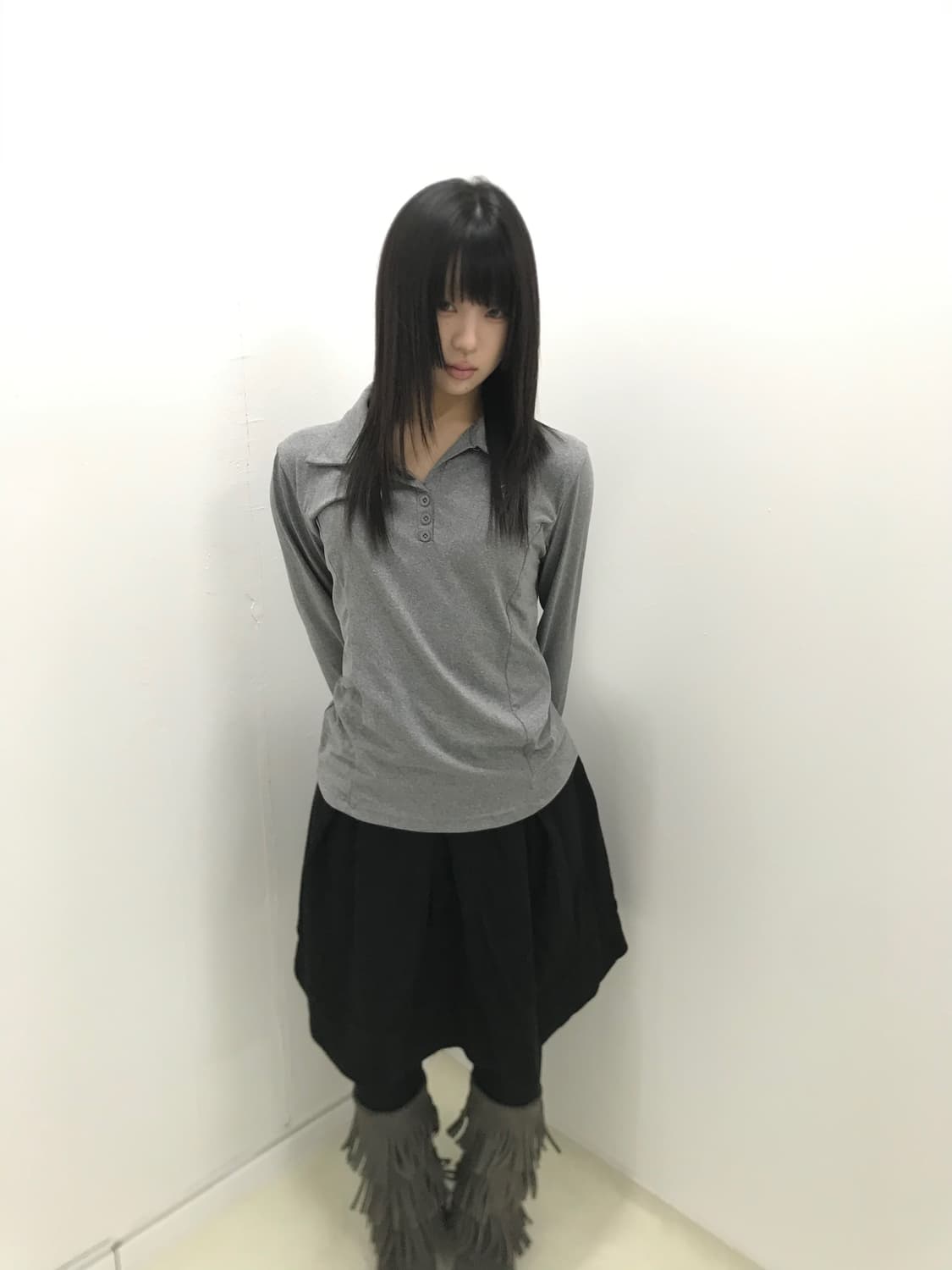 Thick wool pleats winter midi skirt 상품이미지5