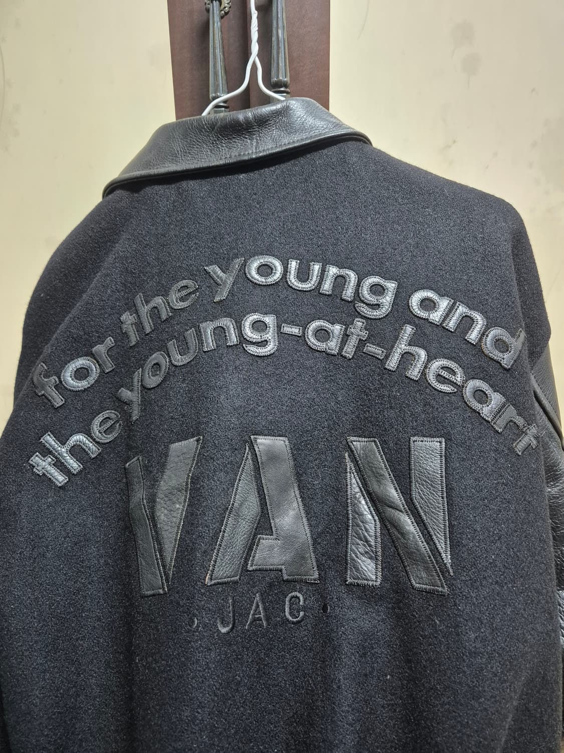 [L]90s VAN JAC 바시티 자켓 블랙 소가죽 래더 100 M L 상품이미지4