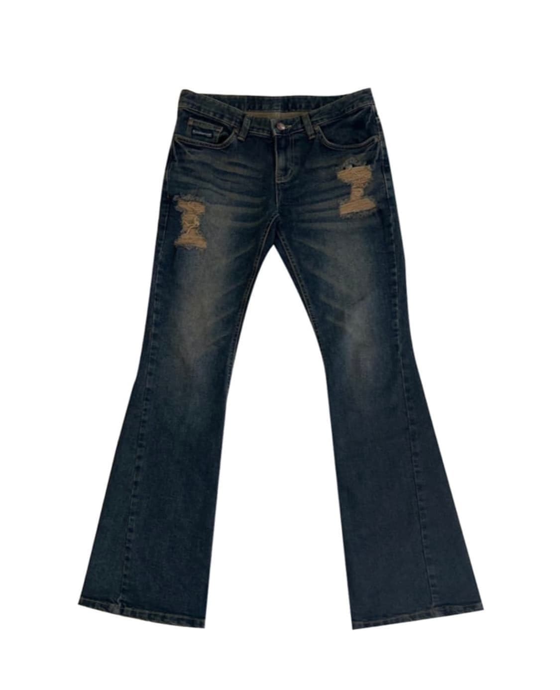 플리즈노팔로우 워싱 데미지 부츠컷 데님 빈티지블루 1사이즈 상품이미지1