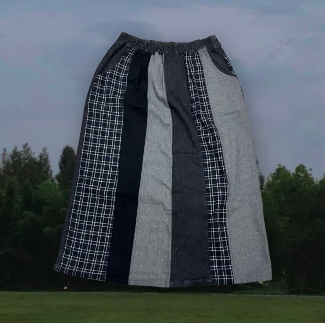 일본빈티지 모리걸 패치워크롱스커트 상품이미지1