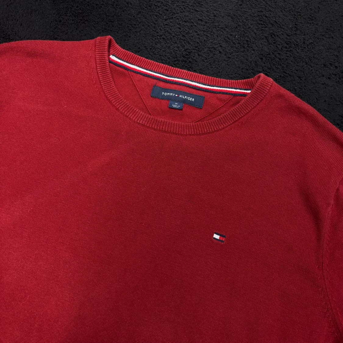 M 타미힐피거 레드 스몰로고 면 니트 상품이미지3