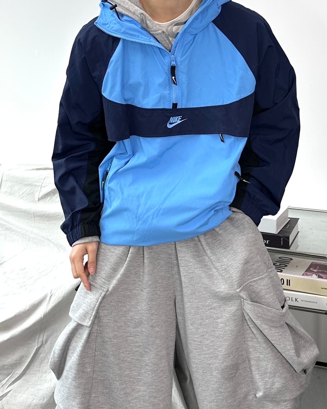 나이키 스카이블루 배색 바람막이 아노락 XL 상품이미지2