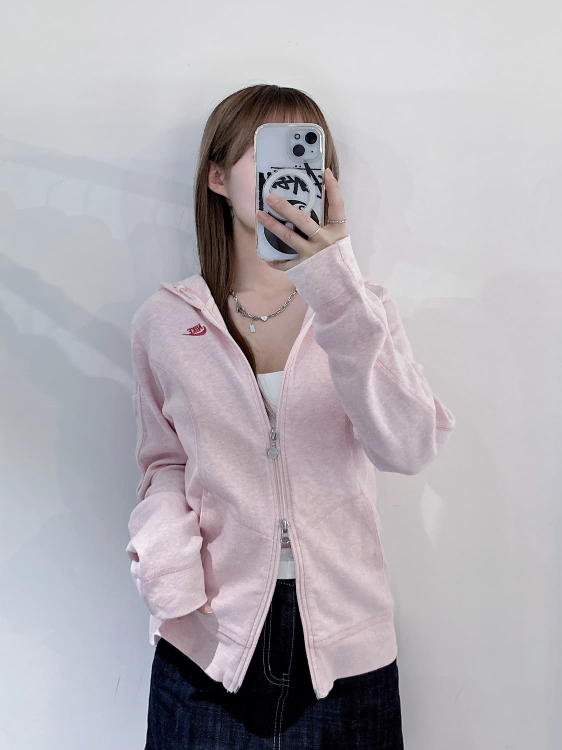 나이키 베이비핑크 투웨이 후드집업 상품이미지1