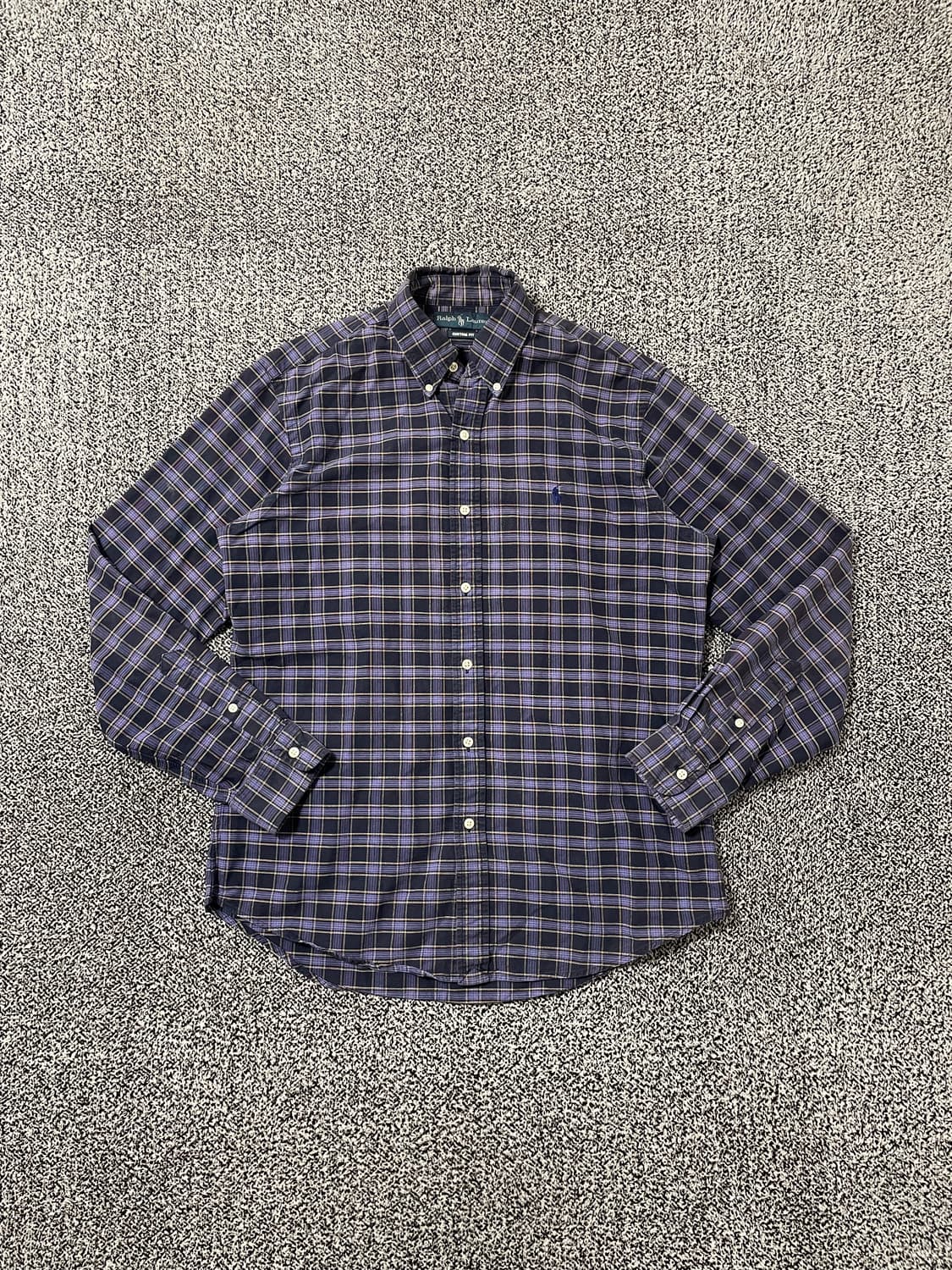 빈티지9. 폴로랄프로렌 폴로셔츠 커스텀핏 긴팔 체크 셔츠 퍼플블랙 상품이미지1