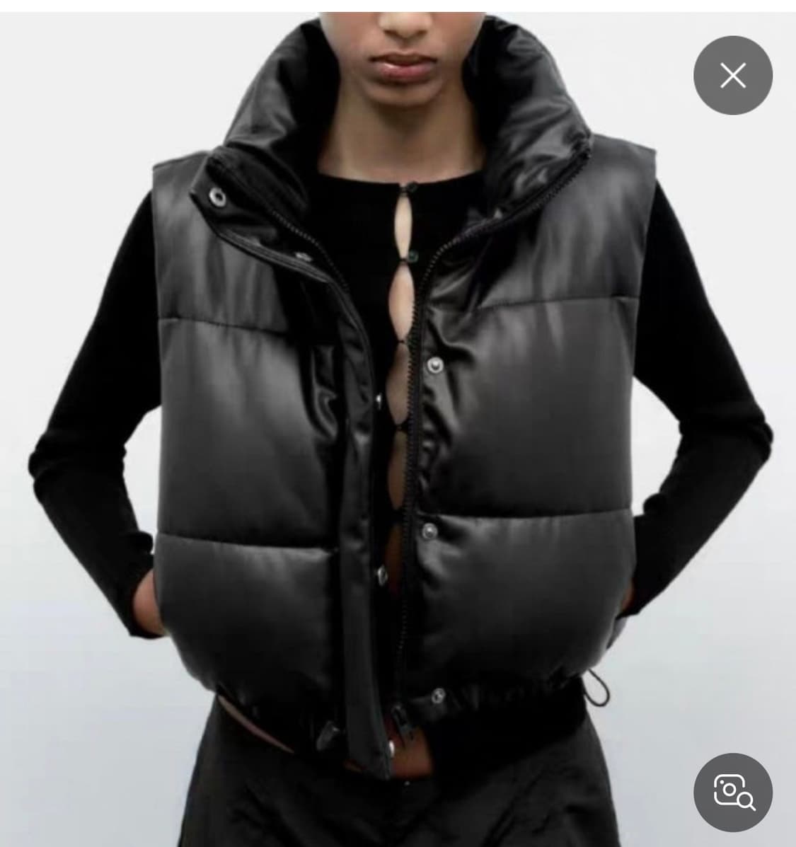 Zara 자라 페이크 레더 패딩 조끼 XL 상품이미지1