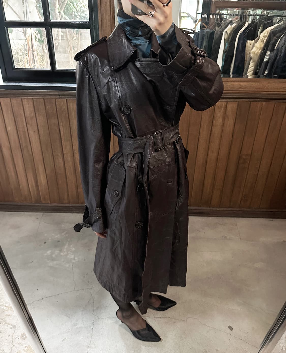 JPV brown leather trench coat 상품이미지2