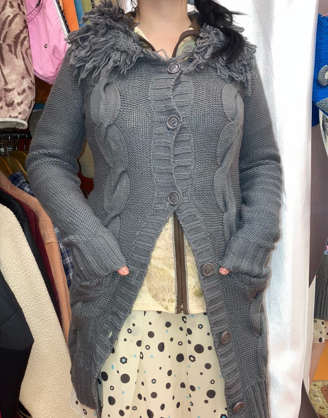 JPN 그런지 롱 케이블 가디건 상품이미지2