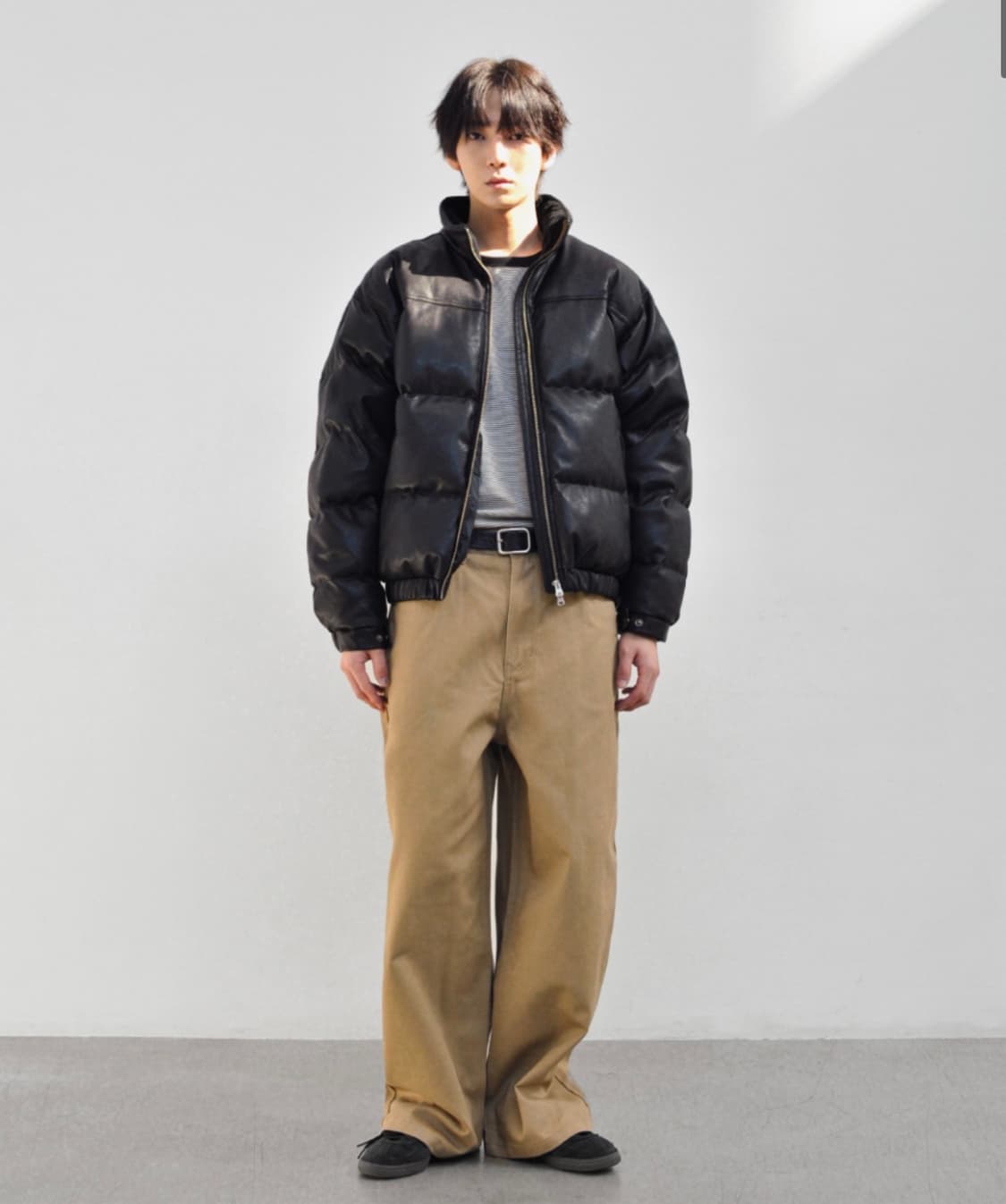 로파이 글래스턴 덕다운 푸퍼 레더 패딩 L 상품이미지2