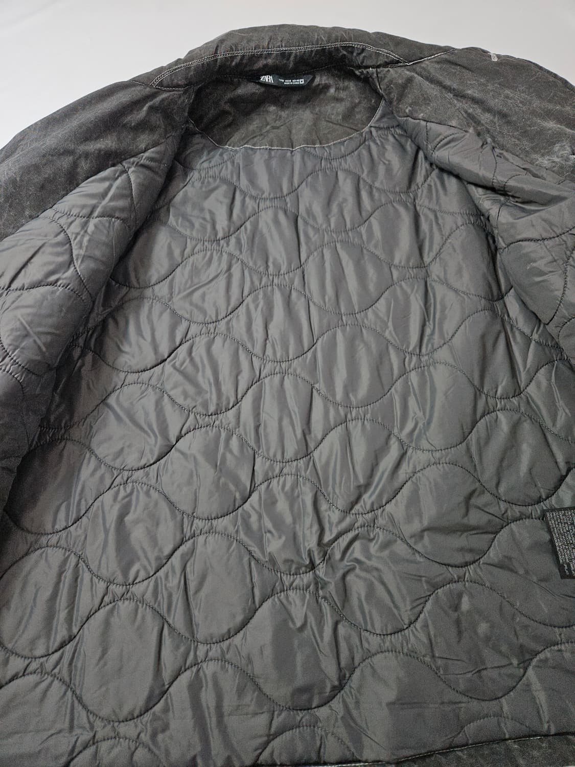 ZARA 자라 워싱 가먼트다잉 누빔자켓 워크 봄버 M 상품이미지6