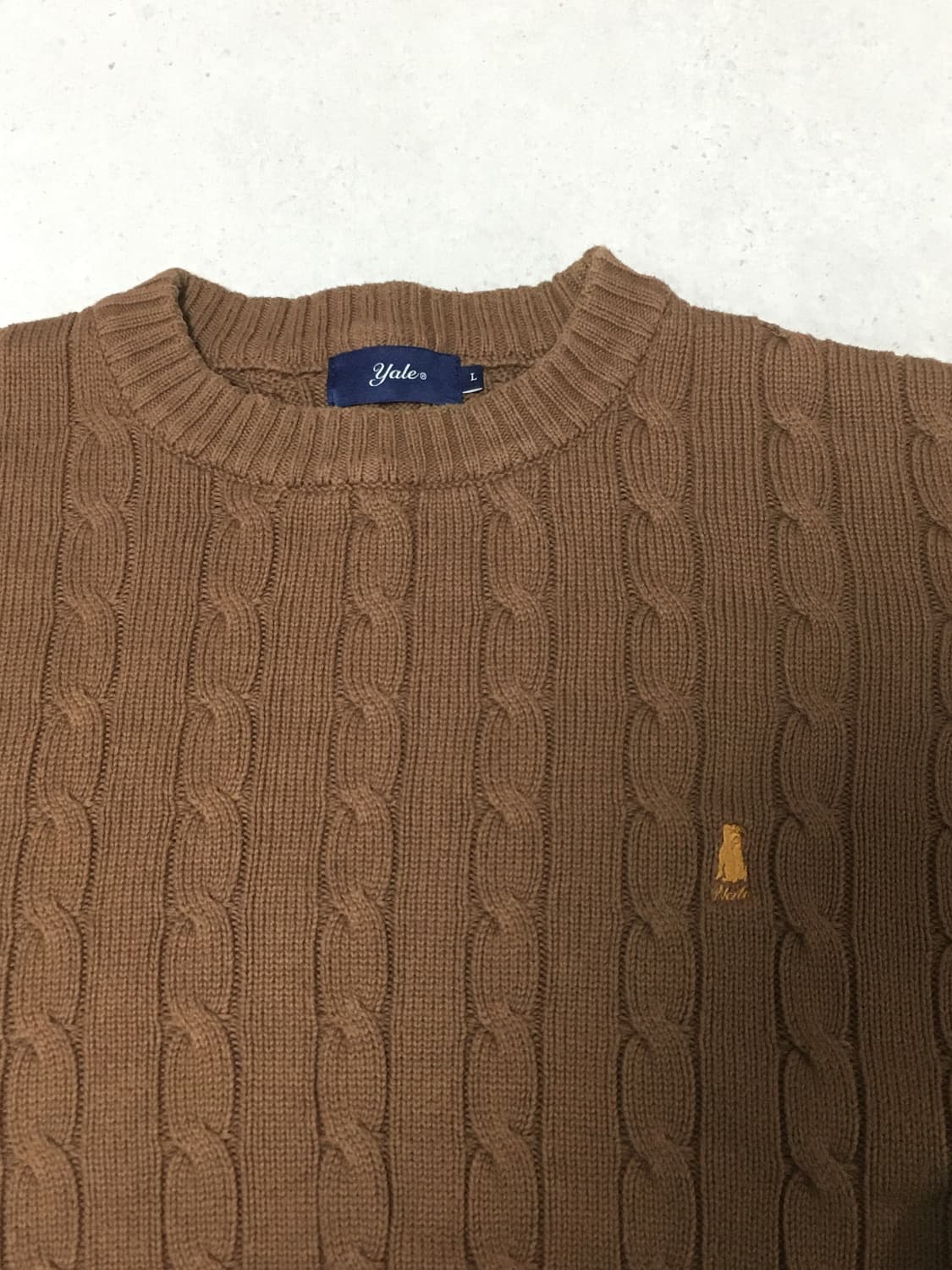 예일(Yale)-케이블 니트 스웨터 브라운(XL) 상품이미지2