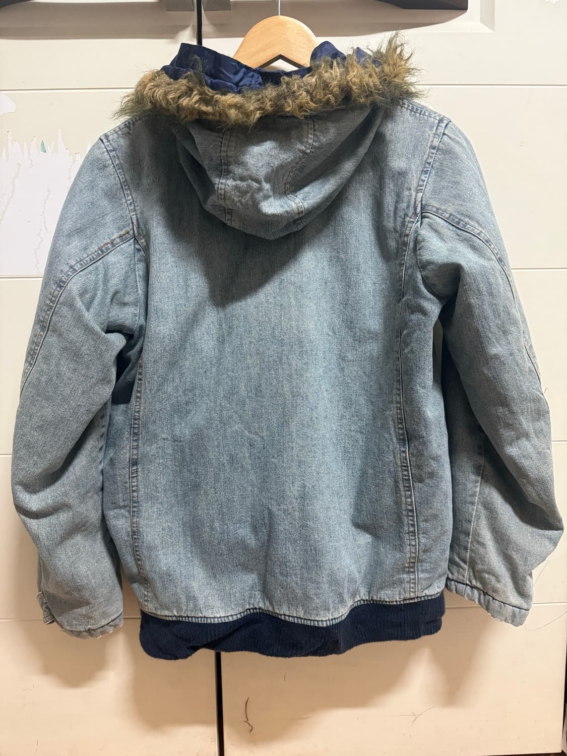 올드 빈티지 퍼 후드 데님 블루종 자켓 상품이미지3