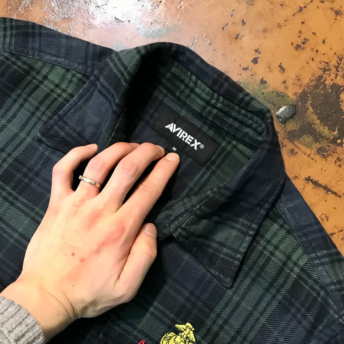 아비렉스 투포켓 청록 마드라스 체크 도톰한 코튼 셔츠 남성 102 여성F 상품이미지4