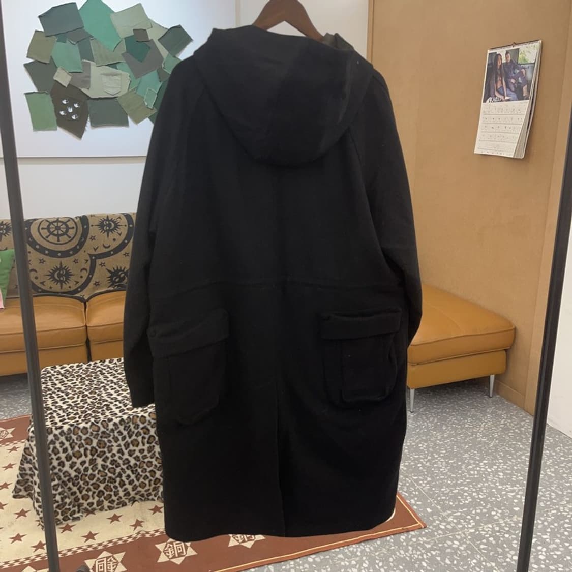 모아 빈티지 모던 캐주얼 후드 롱코트 자켓 L C09173 상품이미지4