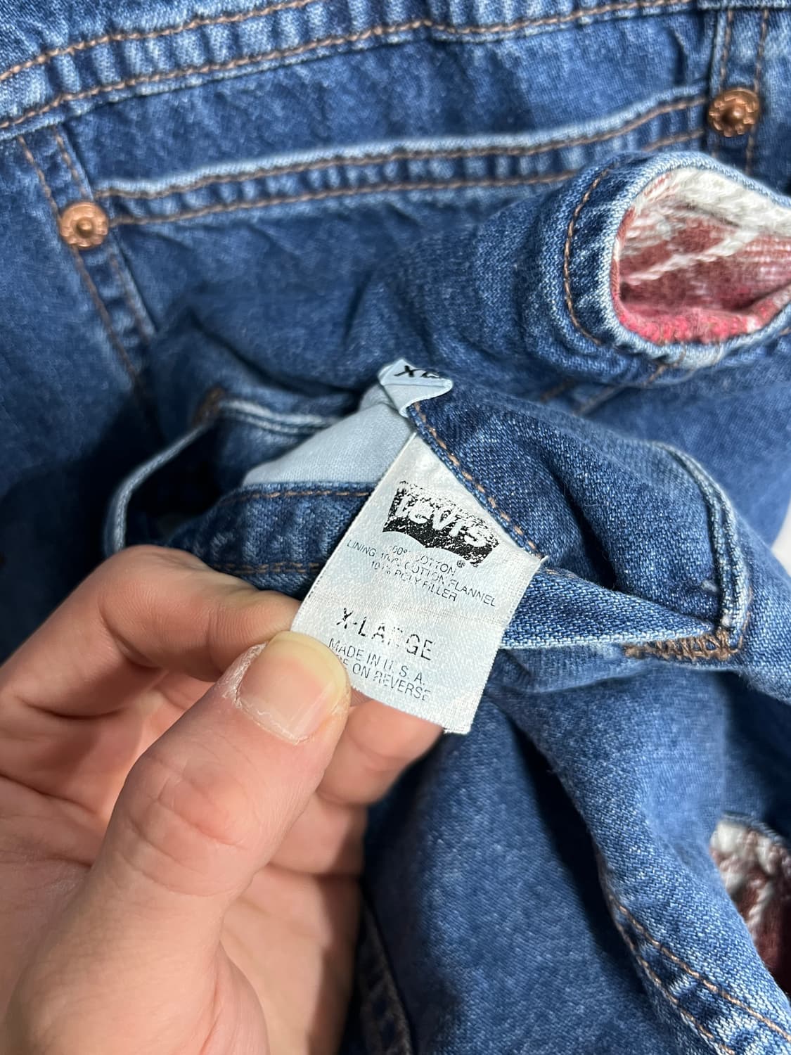 90's Levis 리바이스 리버시블 체크 데님 웨스턴 베스트 상품이미지5