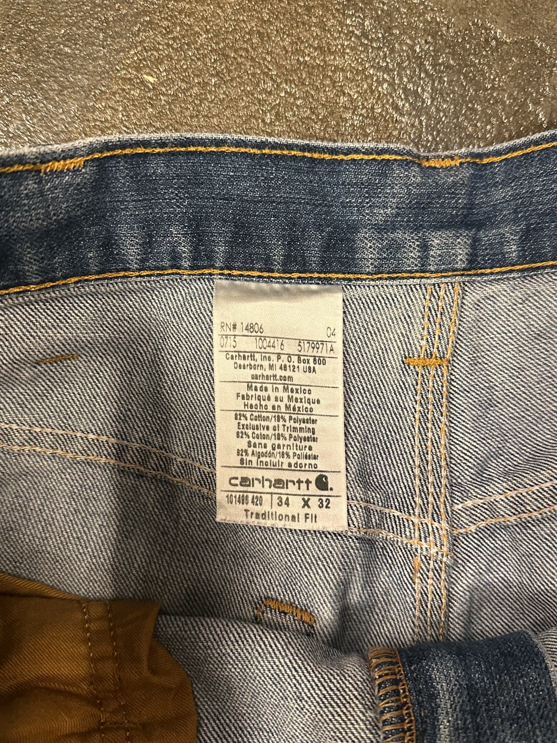칼하트 14806 릴랙스핏 데님팬츠 34x32 상품이미지4