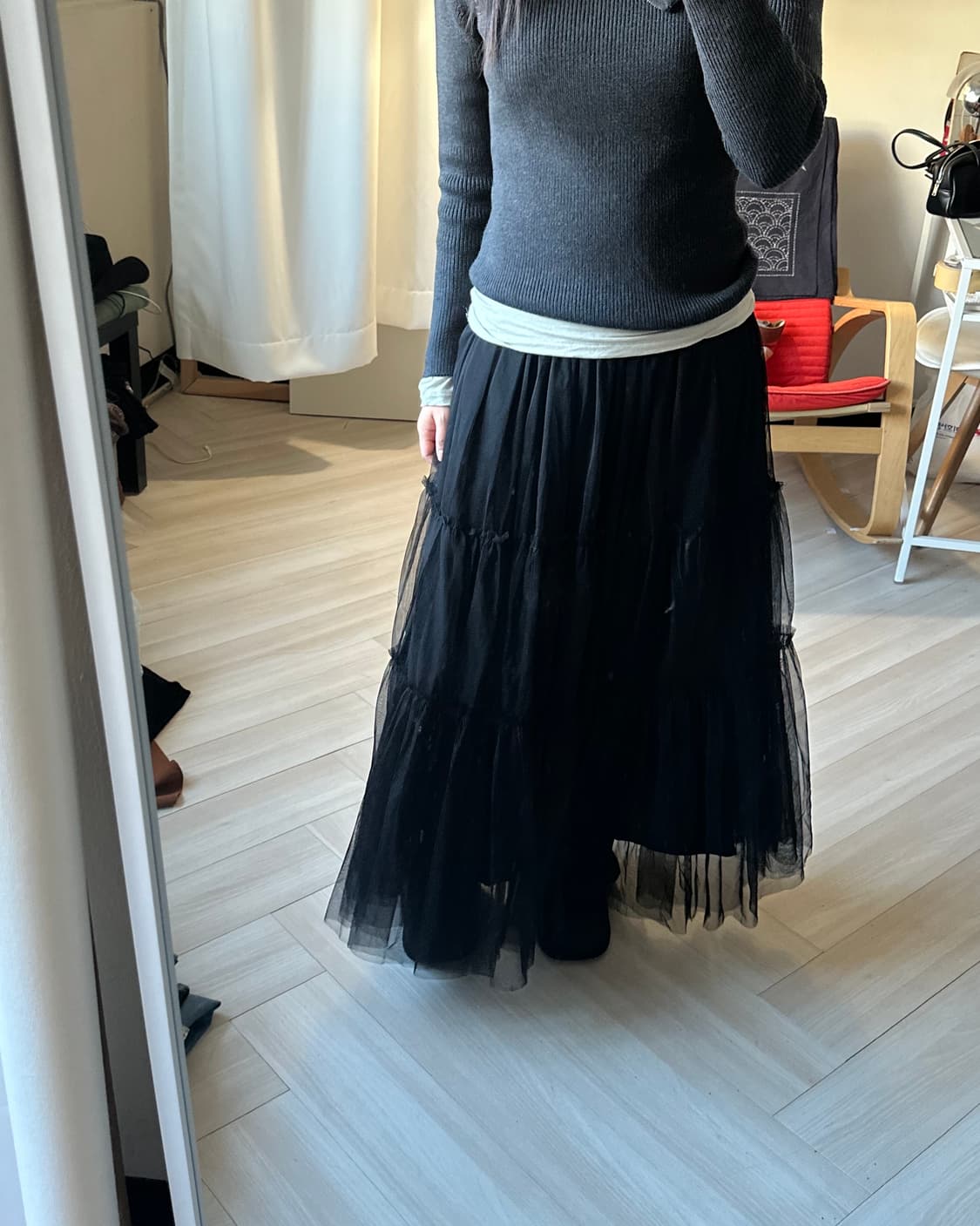 [INGNI] black lace layers skirt 상품이미지1