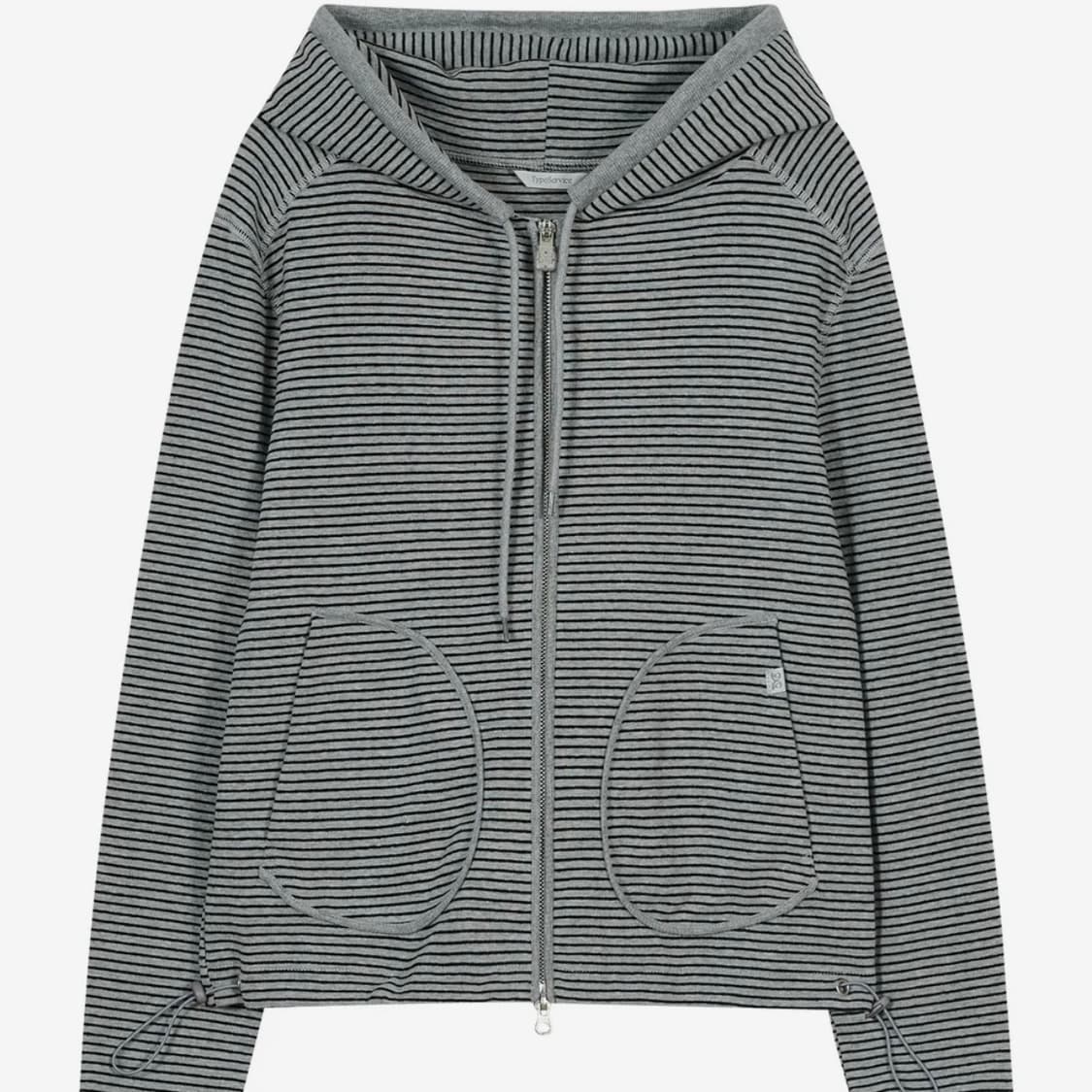 Striped Pocket Zip Hoodie [Gray] 상품이미지2