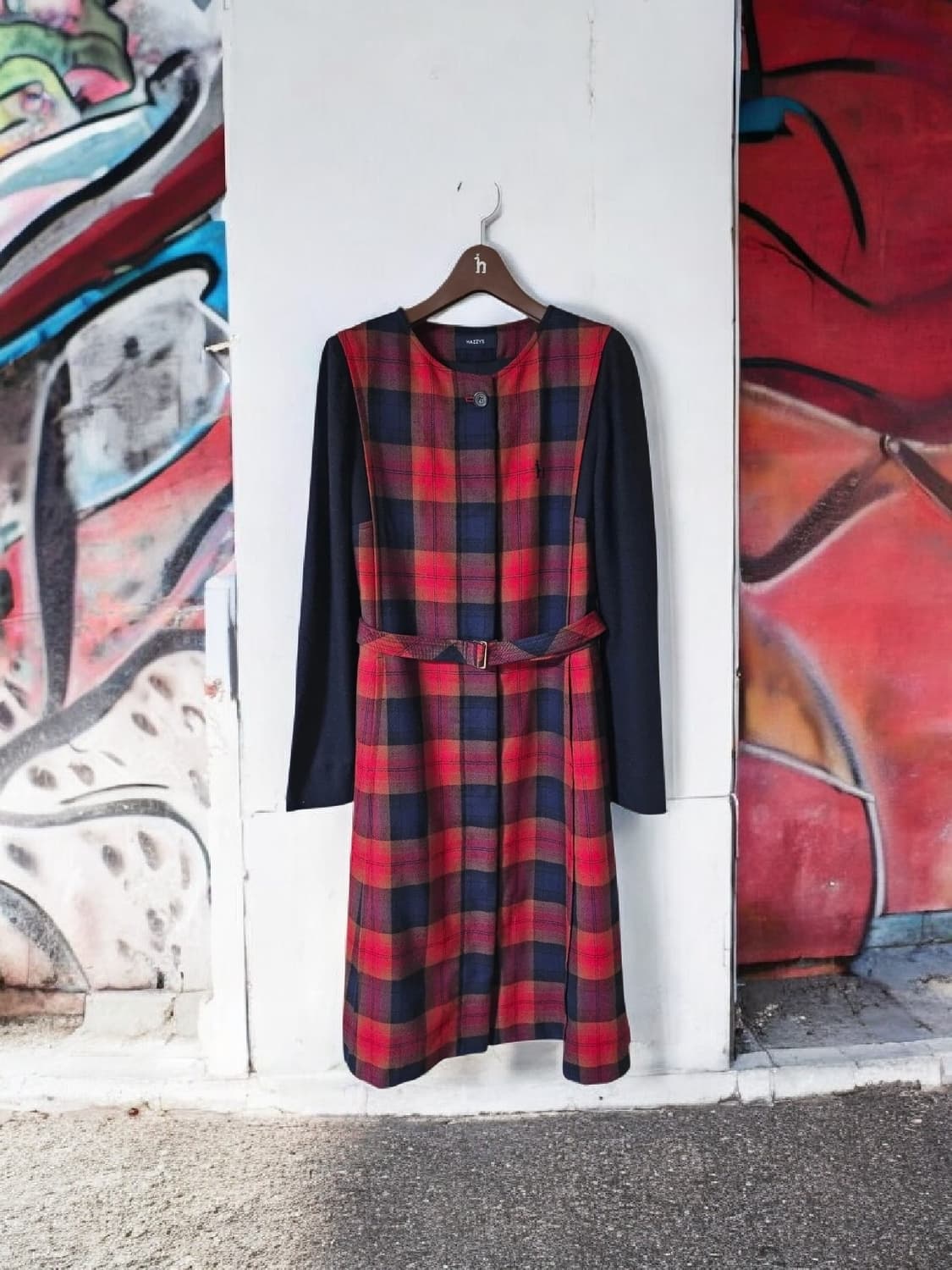 헤지스 울100 체크 미디원피스 55 / 미착용 / 정가 43만 상품이미지1